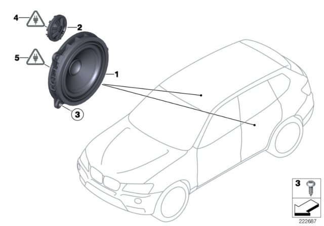 2017 BMW X3 Single Parts For Loudspeaker Diagram 2