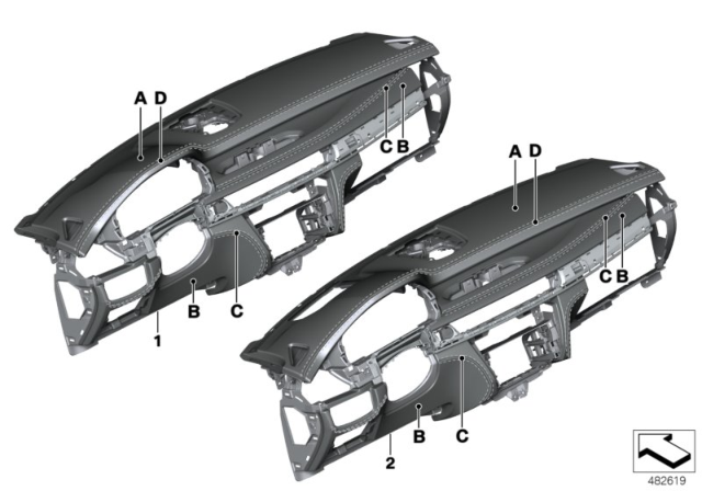 2015 BMW X5 Individual Instrument Panel, Leather Diagram