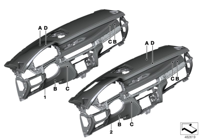 2017 BMW X5 M Individual Instrument Panel, Leather Diagram