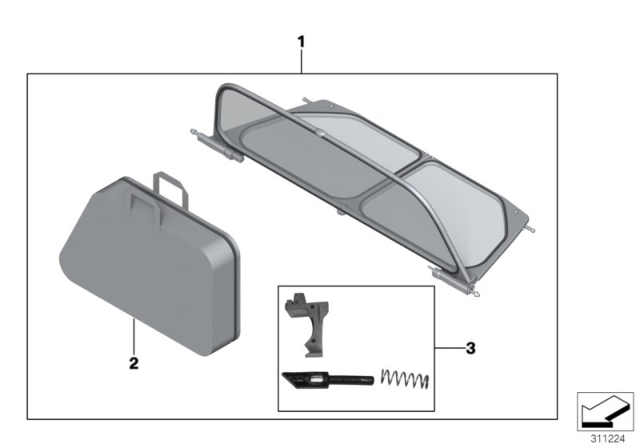 2011 BMW 135i Wind Deflector Diagram