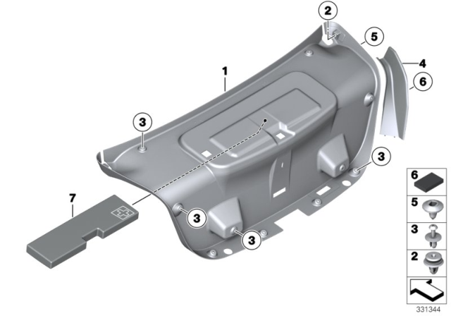 2014 BMW 550i Trim Panel, Rear Trunk / Trunk Lid Diagram 2