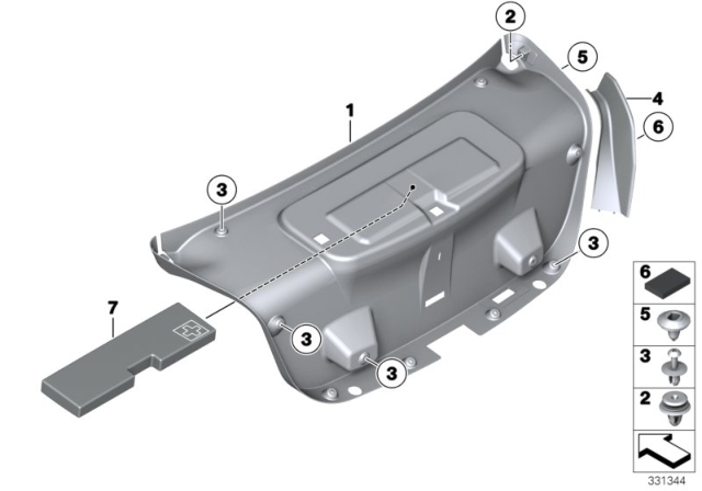 2014 BMW 535d xDrive Trim Panel, Rear Trunk / Trunk Lid Diagram 2