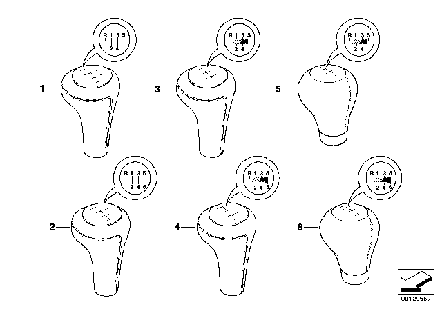 2009 BMW 650i Retrofit, Leather Gearshift Knob Diagram