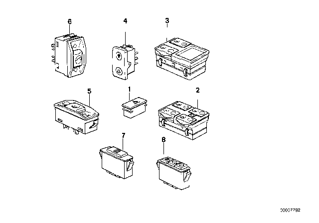 1993 BMW 850Ci Various Switches Diagram 1