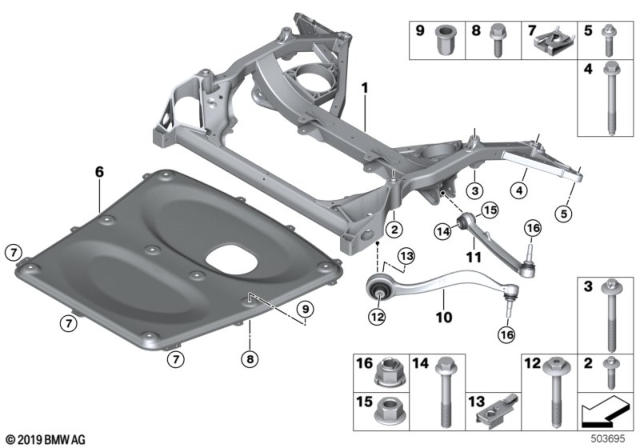 2015 BMW M3 Front Axle Support, Wishbone / Tension Strut Diagram