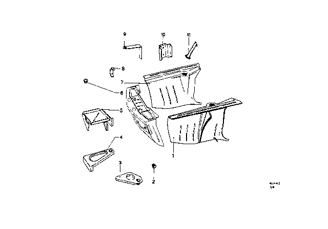 1969 BMW 2000 Front Body Parts Diagram 1