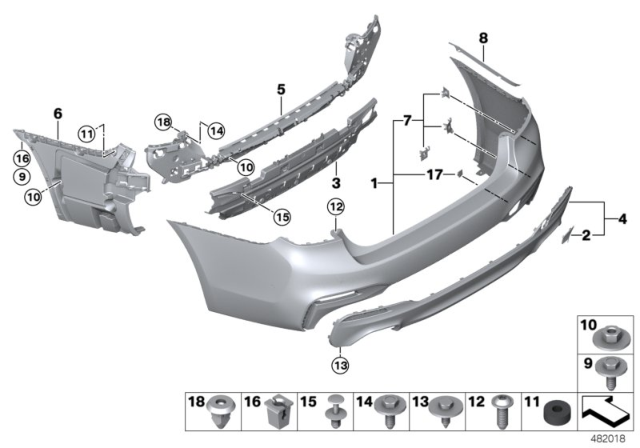 2020 BMW 530i M Trim Panel, Rear Diagram