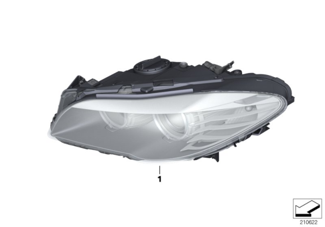2014 BMW 535d Right Headlight Assembly Led Adaptive Diagram for 63117352486