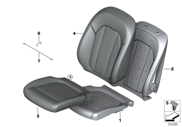 2019 BMW X3 Basic Backrest Leather Cover, Right Diagram for 52107472474