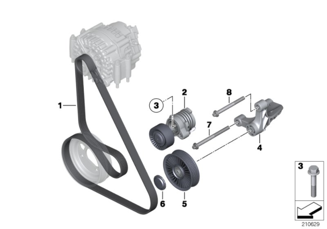 2014 BMW Alpina B7 Belt Drive Water Pump / Alternator Diagram