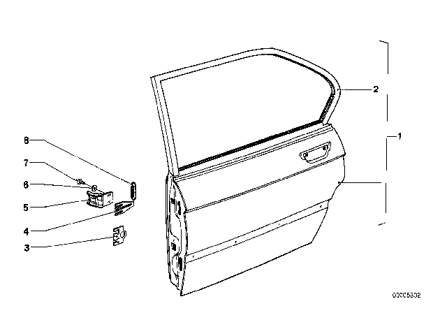 1976 BMW 530i Rear Door Diagram