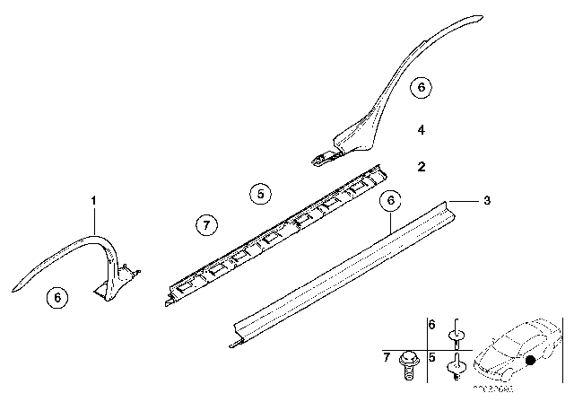 2003 BMW X5 Cover Door Sill / Wheel Arch Diagram