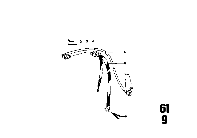 1973 BMW 2002 Plus Pole Battery Cable Diagram for 61121352587