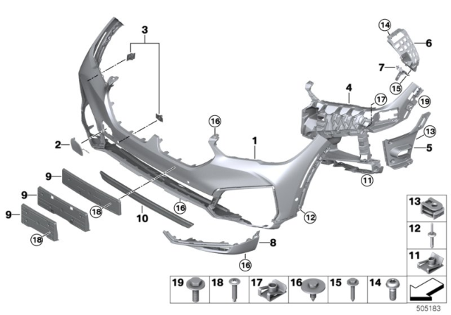 2020 BMW X6 SET OF MOUNTS, FRONT PDC / P Diagram for 51119463095
