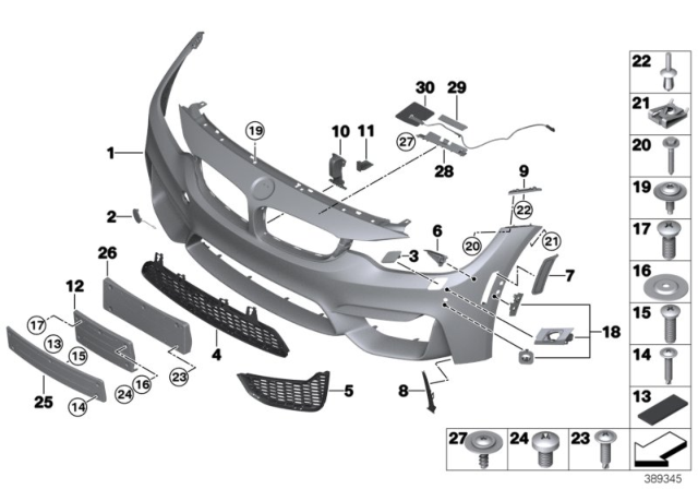 2016 BMW M4 Insert, Air Inlet, Middle Diagram for 51118054294