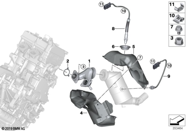 2017 BMW i3 Exhaust Manifold - Oxygen Sensors Diagram