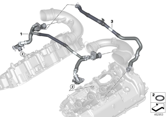 2016 BMW 750i Crankcase Ventilation Intake Pipe Diagram for 11158601619