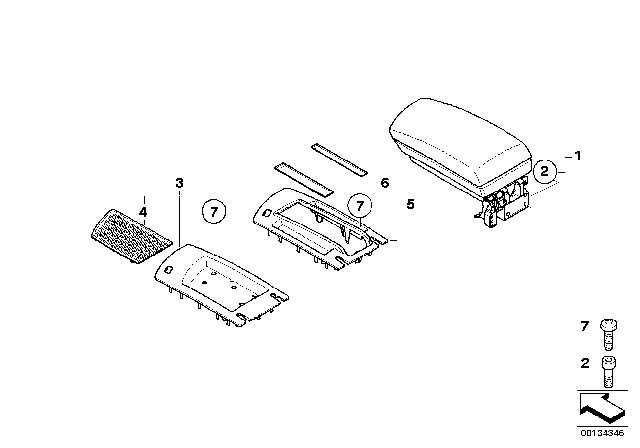 2009 BMW X3 Armrest, Centre Console Diagram