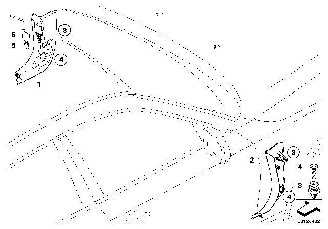 2005 BMW 545i Trim Panel Leg Room Diagram