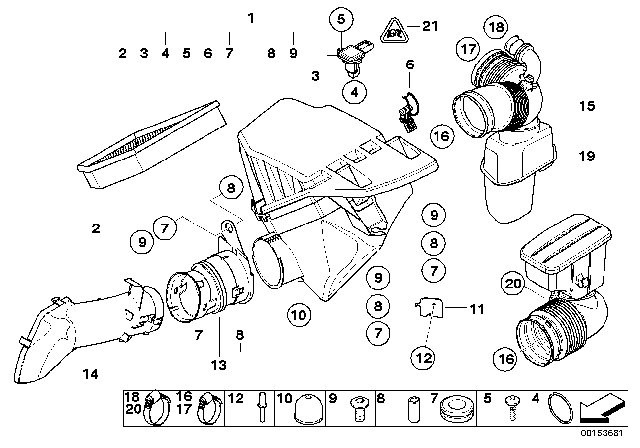 2006 BMW 530xi Intake Silencer Diagram for 13717537667