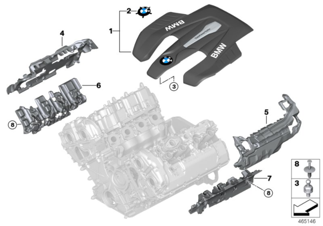 2018 BMW M550i xDrive Engine Cover Diagram for 11148679177