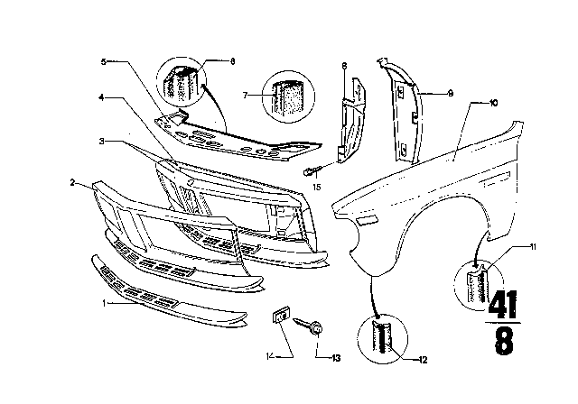 1972 BMW 3.0CS Rubber Seal Diagram for 51711810530