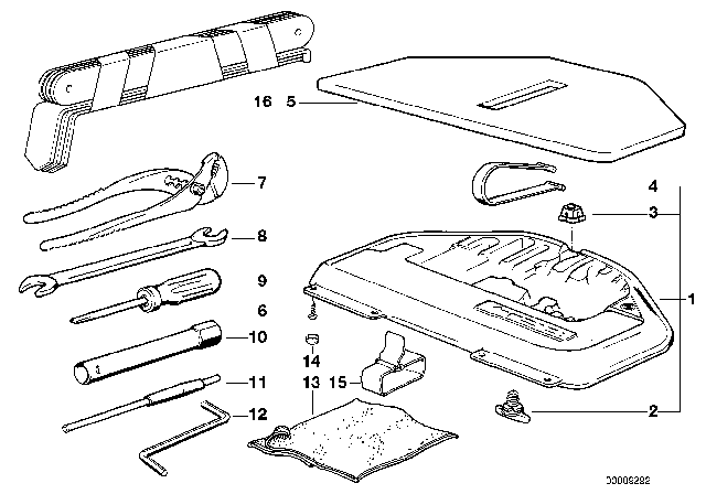 1992 BMW 535i Tool Kit / Tool Box Diagram