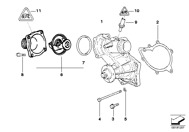 1997 BMW 740iL Water Pump - Thermostat Diagram