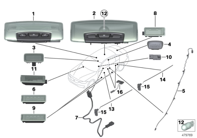 2014 BMW 328i xDrive Various Lamps Diagram