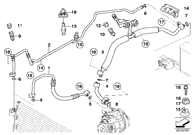 2005 BMW 545i Pressure Hose, Compressor-Condenser Diagram for 64536911950