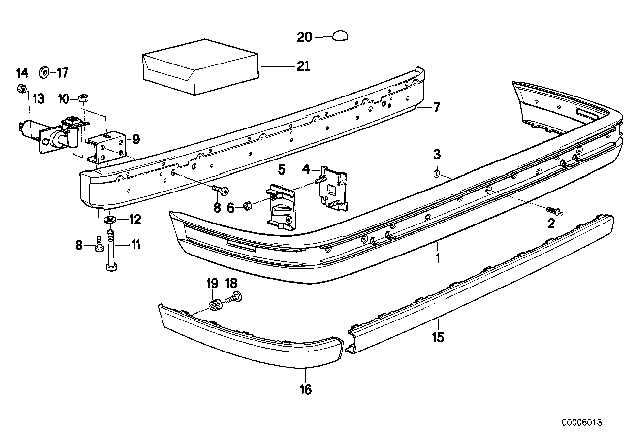 1985 BMW 325e Bumper, Rear Diagram 2