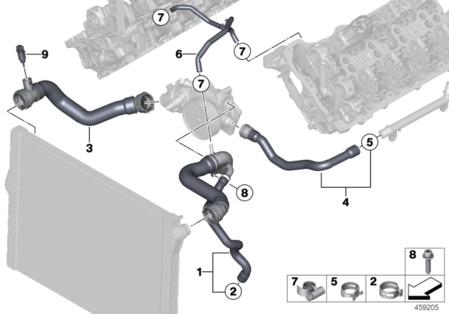 2014 BMW M5 Cooling System - Water Hoses Diagram