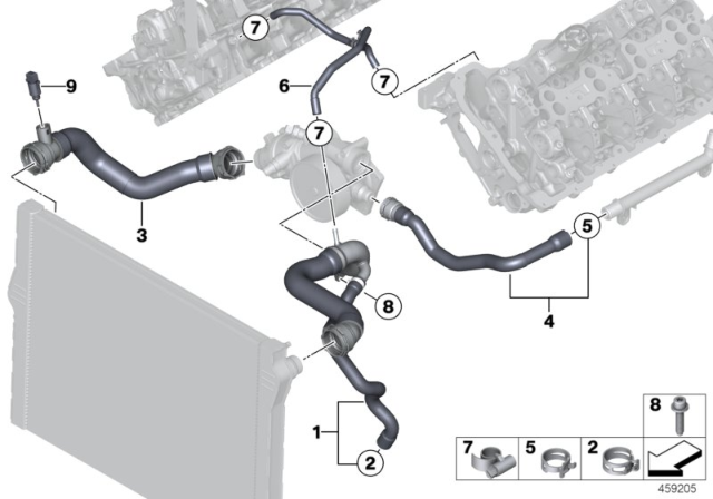 2013 BMW M5 Cooling System - Water Hoses Diagram