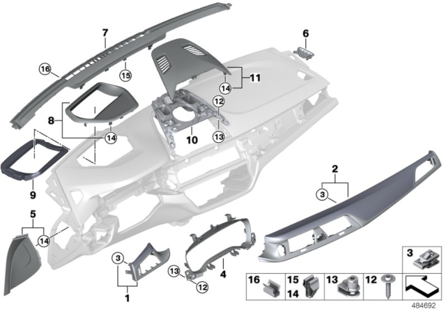 2019 BMW 640i xDrive Gran Turismo T.Pan.Instrument.Panel Al.Rhombicle Front.Passenger. Diagram for 51458070620