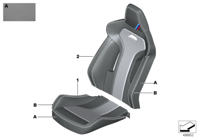 2016 BMW M3 Individual Sports Seat Cover, Front Diagram 2