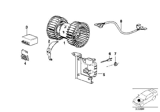 1997 BMW Z3 Electric Parts For Ac Unit Diagram