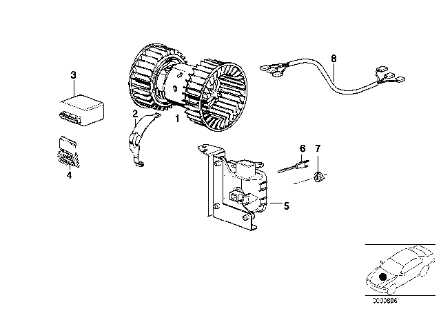 1997 BMW Z3 Wiring For Air Conditioner Diagram for 61126908484