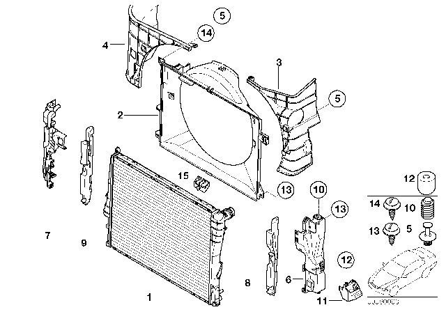 2001 BMW M3 Radiator / Frame Diagram