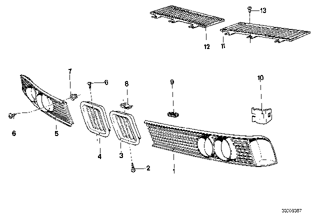 1989 BMW 635CSi Grille Diagram