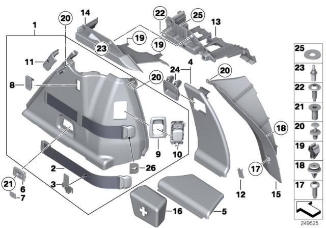 2011 BMW 535i GT xDrive Trunk Trim Panel Diagram 1