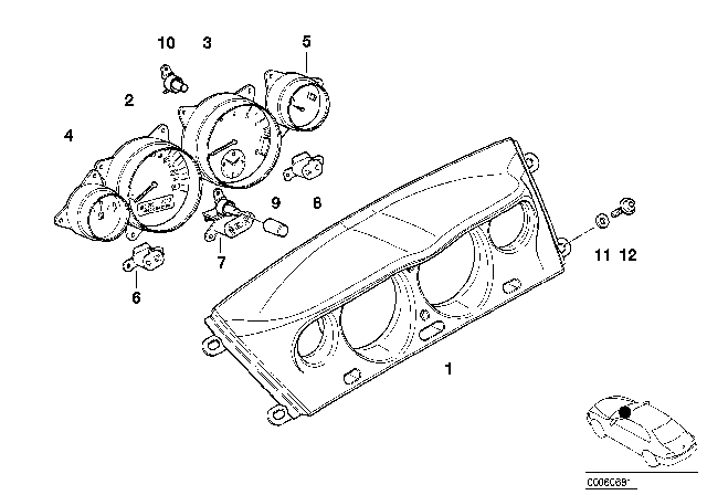 2002 BMW Z8 Tell-Tale Left Diagram for 62148383651