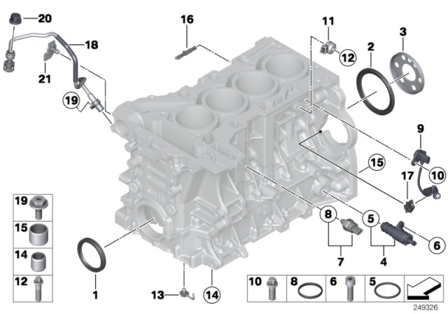 2015 BMW 328i Engine Block & Mounting Parts Diagram 2