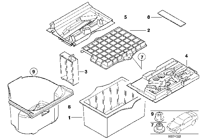 2001 BMW Z3 M Tools And Battery Support Diagram