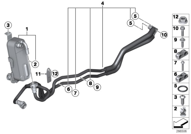 2015 BMW 328i xDrive Heat Exchanger / Transmission Oil Cooler Line Diagram