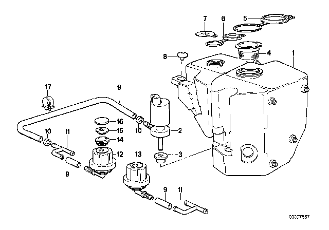 1995 BMW 850Ci Headlight Cleaning System Diagram 2