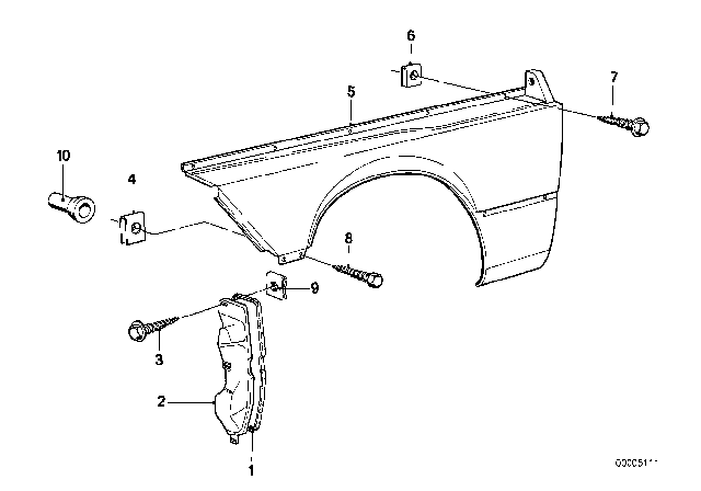 1983 BMW 320i Rubber Seal Diagram for 51711848829