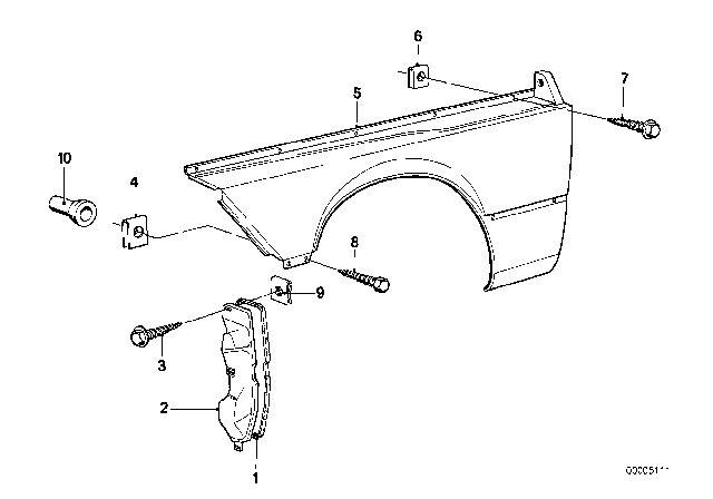 1980 BMW 320i Side Panel, Front Diagram