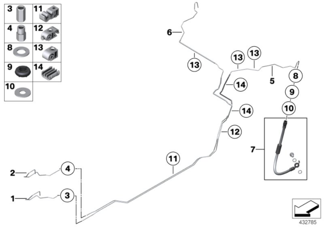 2016 BMW M5 Brake Pipe, Rear Diagram