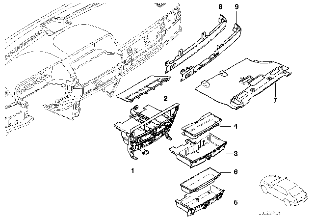 2008 BMW 750Li Mounting Parts, Instrument Panel Diagram 1