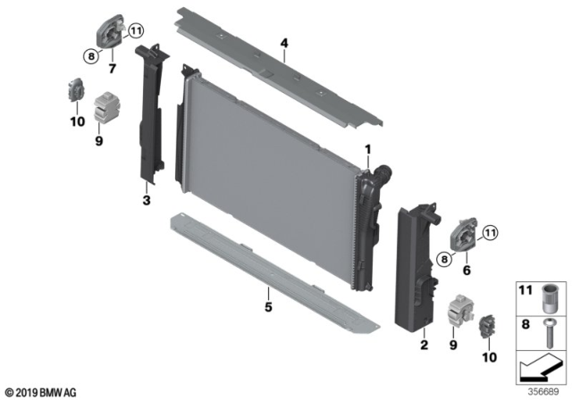 2016 BMW i3 Radiator Mounting Parts Diagram